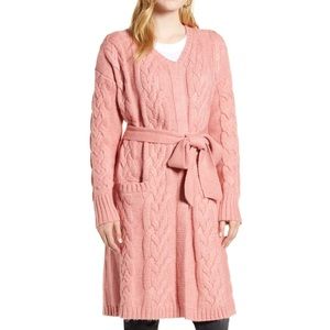 NWT RACHEL PARCELL Cozy Cable Cardigan Pink XS